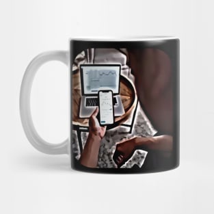 Businessman brown cell laptop Mug